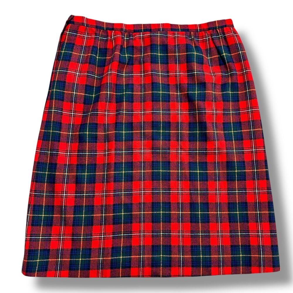 Vintage Pendleton Boyd Tartan Plaid Wool Skirt Midi Length Made In USA Red XXL - Picture 2 of 5